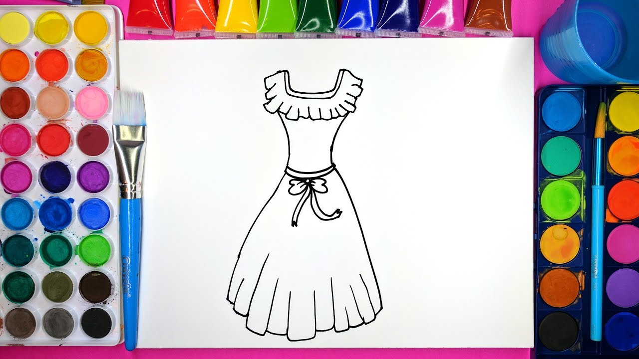 Drawing and Coloring a Pretty Dress Coloring Page