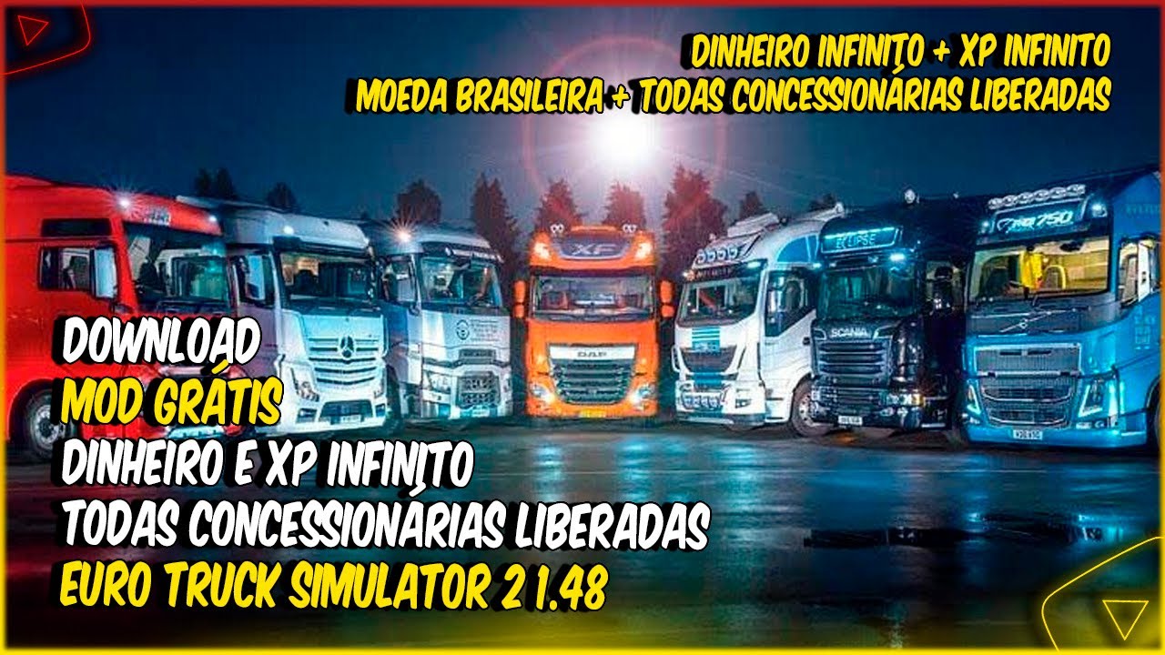 Todas Concessionarias liberadas + XP e Dinheiro Infinito Mod Ets2