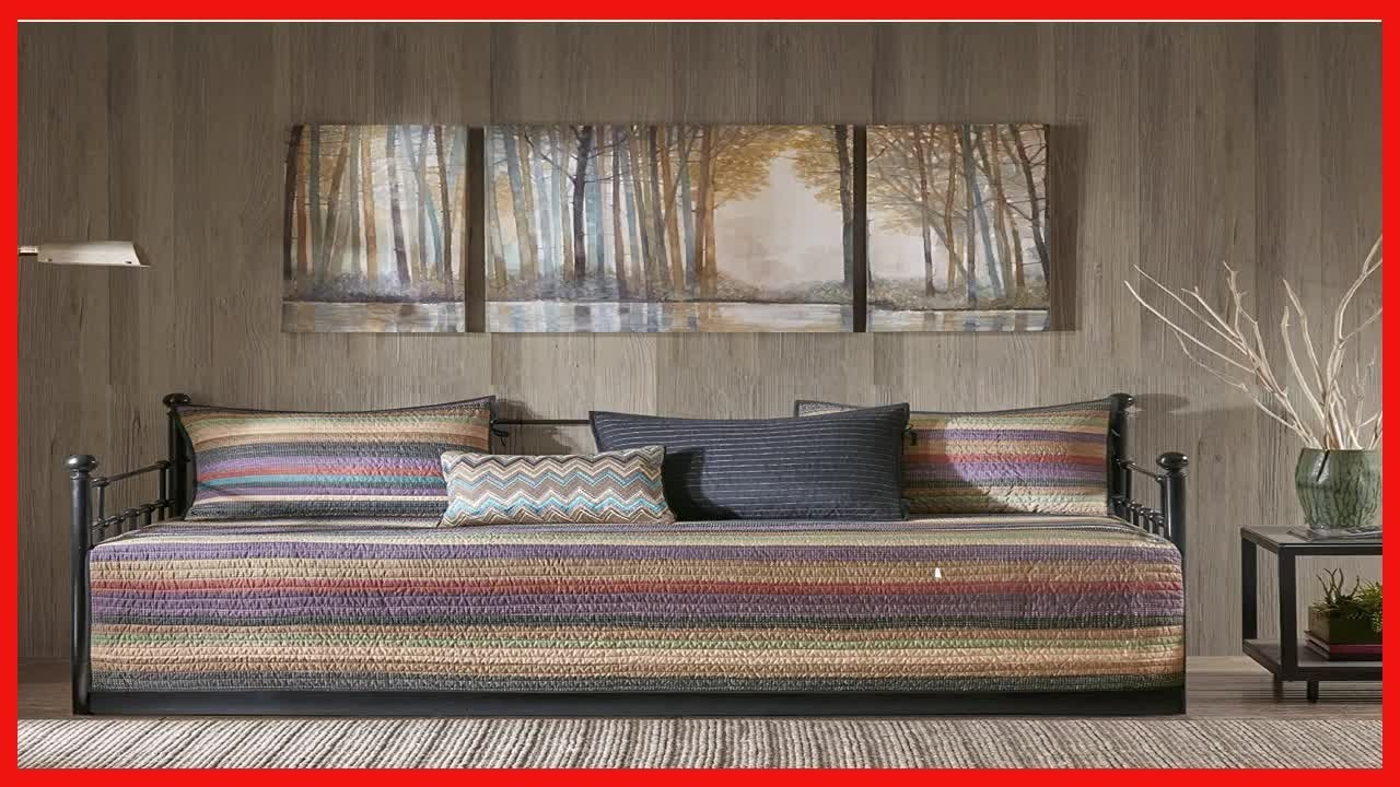 Madison Park Daybed Cover Double Sided Quilting Casual Design All Season Bedding Set with Bedskirt