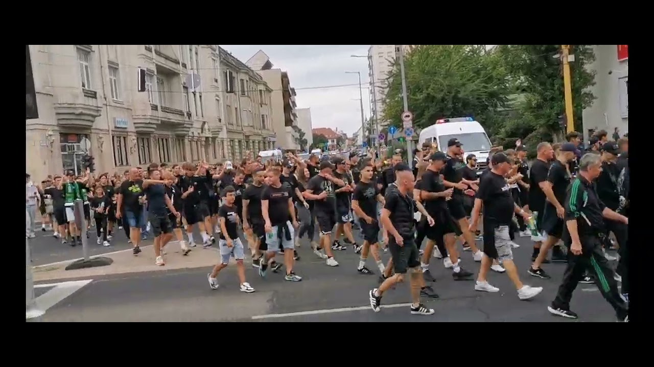 ETO FC - RAPID WIEN szurkolói menet, illetve rendőri kíséretük Győrben. ( 2025 08. 21. ) 
