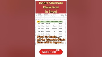 ExcelTrick🤔#Insert Alternate Blank Rows in Excel#exceltips#excelshorts#exceltutorial#excelhacks