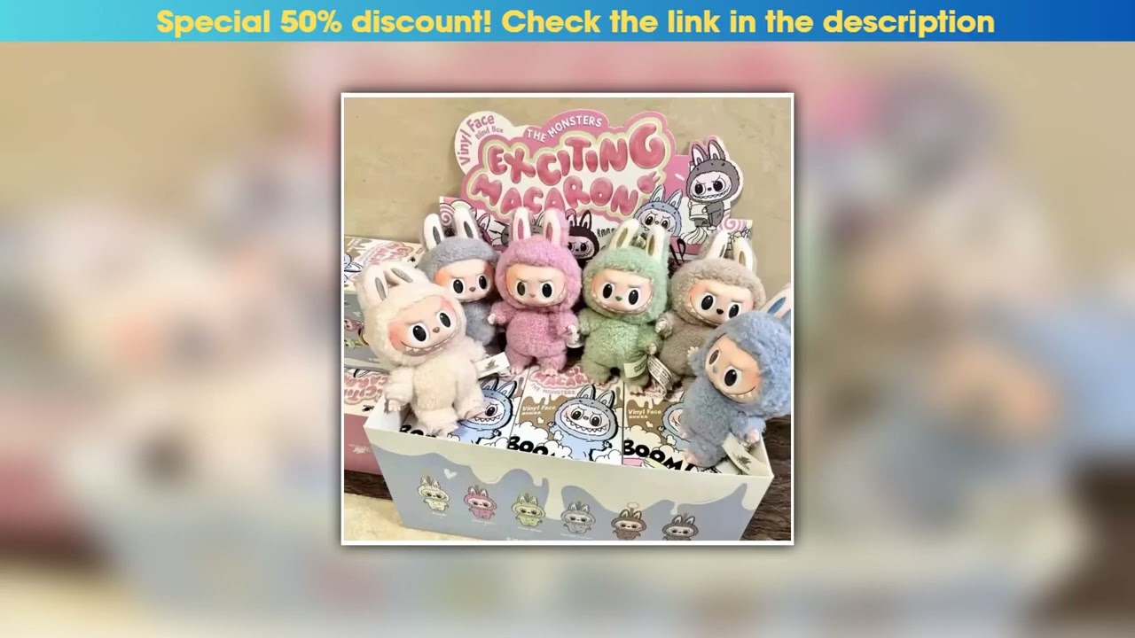 Slide POP MART LABUBU THE MONSTERS - Exciting Macaron Vinyl Face Surprise Mystery Box Blind Box Toy