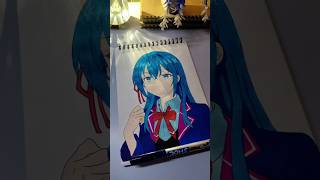 I made a drawing of an anime girl but change her hair and cloth. 🎨😅 #drawing #anime #shorts