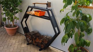 I Make A Firewood Storage Rack For Wood Burner, Axe Holder, A Shelf For Kindling. Outdoor Furniture.