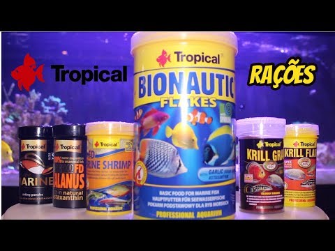 Variedade de rações da Tropical para Aquarismo Marinho