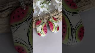 Transferring a Nail Art Effect to Polymer Clay - Cute Watermelon Earrings