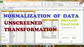 How to Normalize Data in Microsoft Excel | How to perform Unscreened Transformation in Excel | 2020