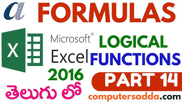 Ms-Excel 2016 in Telugu 14(Logical Functions) (www.computersadda.com)
