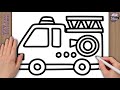 ????How to Draw a Fire Truck Step by Step | Drawing, Coloring and Painting for Kids