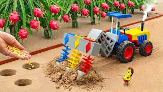 DIY Mini Tractor Dragon Fruit Farming 🌵 Triple Hole Digger Upgrade | HP Mini