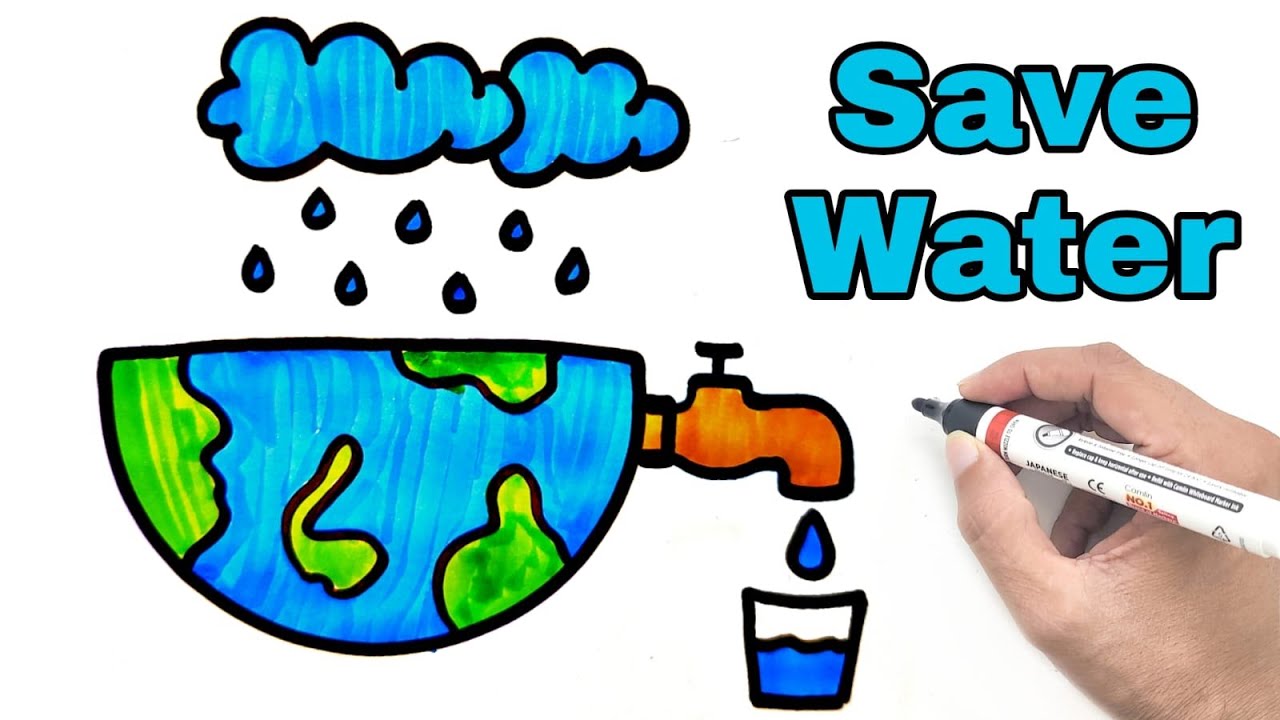 Save Water Drawing Easy | Save Water Poster Drawing | YoKidz ...