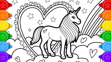 🦄 Glitter Unicorn Coloring for Kids ✨ | Rainbow Art with Markers | Birthday Candyland 4K