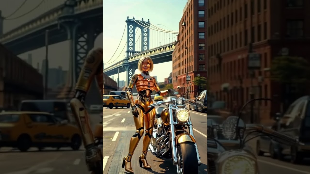 Futuristic Robot Biker Girl - AI Art 