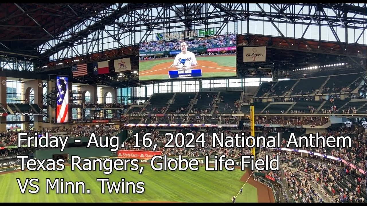 Texas Rangers Field Reporter National Anthem - Globe Life Field Aug. 16, 2024 - Texas Rangers Vs ...