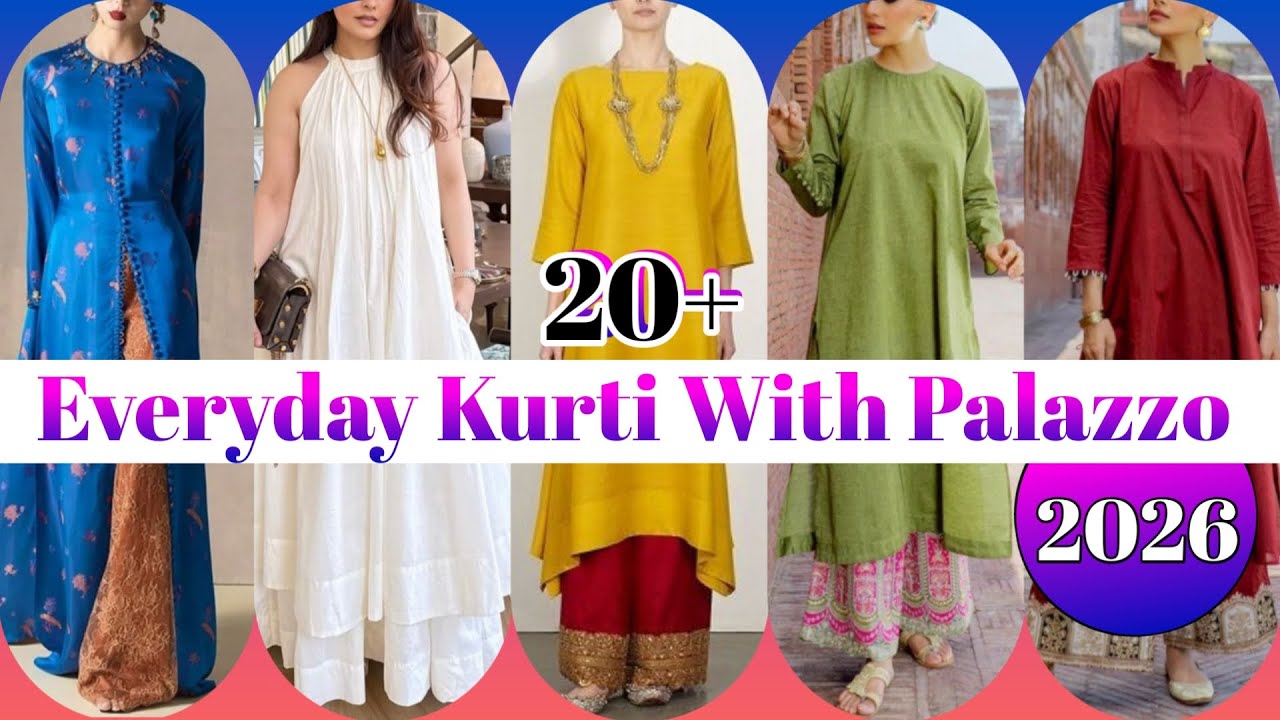 20+ Everyday Long Kurti With Palazzo Ideas For Girls | Casual Palazzo Suit Designs | by Look Stylish