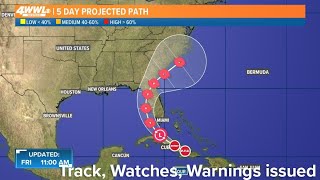 Friday 10 am Tropical Update: Track, watches and warnings issued for Florida