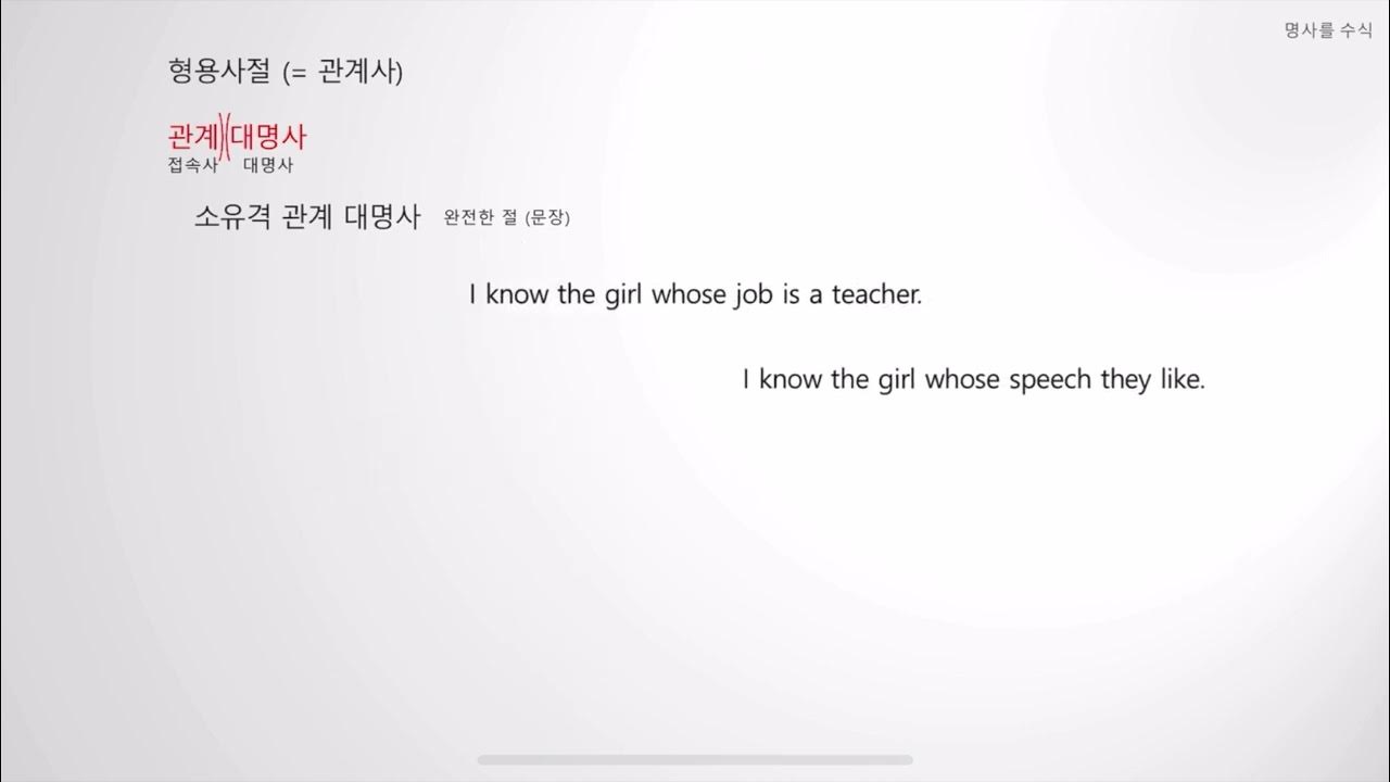 #10 약5분영문법 절의 종류 형용사절 1 소유격 관계대명사 - Youtube