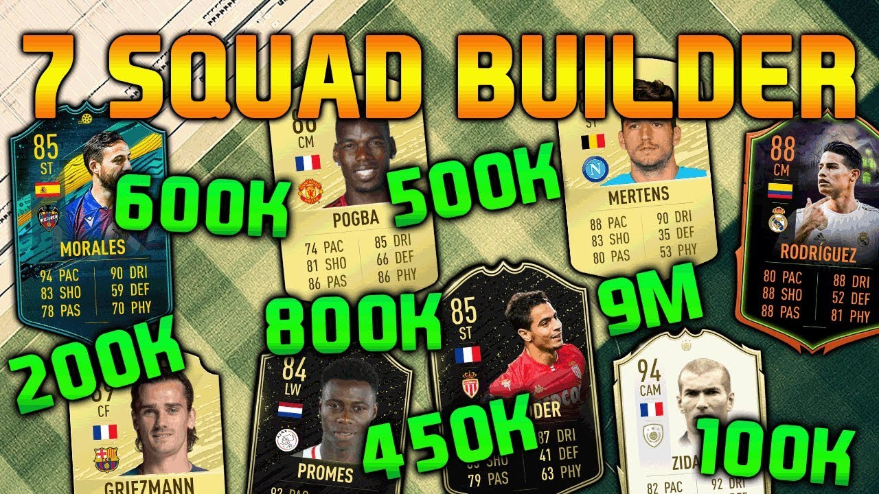 FIFA 20 SQUAD BUILDER 100K 200K 450K 500K 600K 800K 9M SQUAD BUILDER FUT CHAMPIONS TEAMS