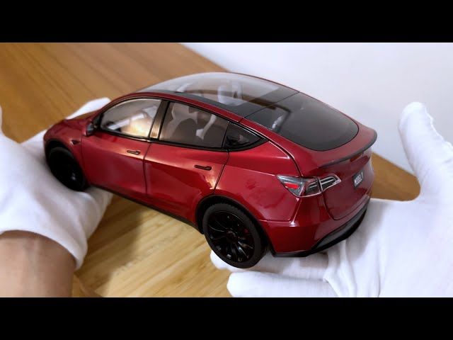 NEW! Tesla Model Y Red Diecast 1:18 Scale Review - Dealer - YouTube