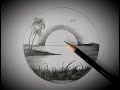 A very beautiful scene drawing &amp; sketch inside the circle | Circle drawing scenery easy | Art283