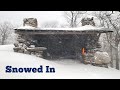 Stone Shelter Camping in a Snow Storm