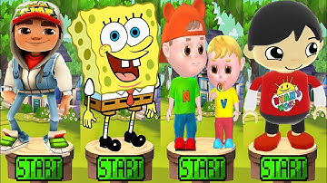 Tag with Ryan vs SpongeBob Run vs Vlad and Niki Runvs Subway Surfers - All Characters Unlocked