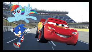 Lightning Mcqueen, Rainbow Dash And Sonic Racing
