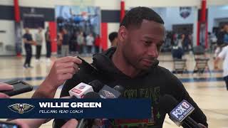 Willie Green talks Zion Williamson's injury, Play-In Tournament game | Pelicans Practice 4\/18\/24