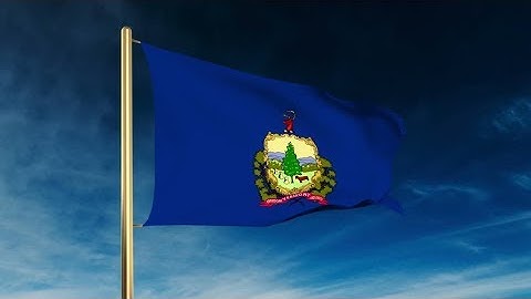 4K vermont flag slider style. Waving in the win with cloud background animation Stock video