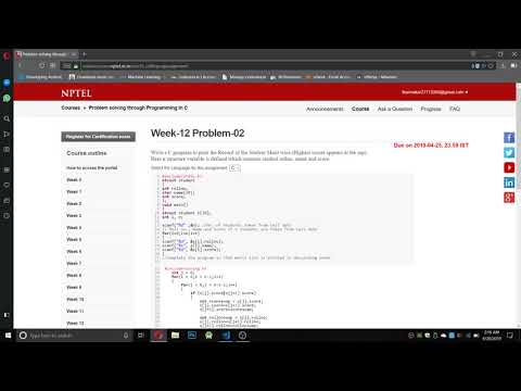 NPTEL Problem solving through C Week-12 program -1,2,3 SOLVED