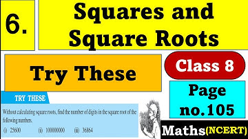 Try these questions | pg.no.105 | Class 8 | Chapter 6 | Squares and square roots | Maths |CBSE board