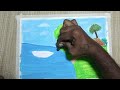 beautiful village scenery painting | nature drawing painting