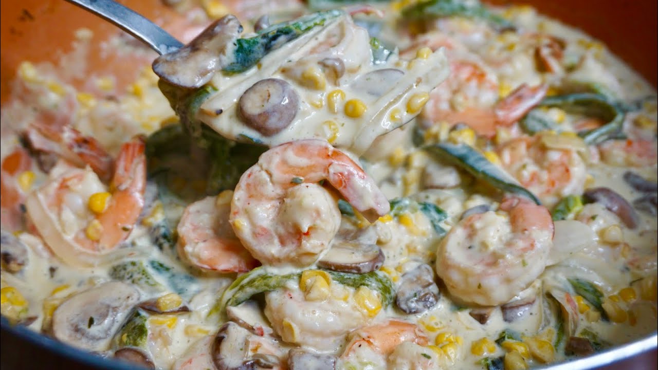 Después de probar esta receta no dejarán de hacerla/ CAMARONES CON RAJAS Y ELOTE. 