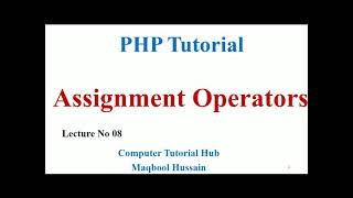 Celebrity Lecture no 08 PHP Assignment operators Wealth