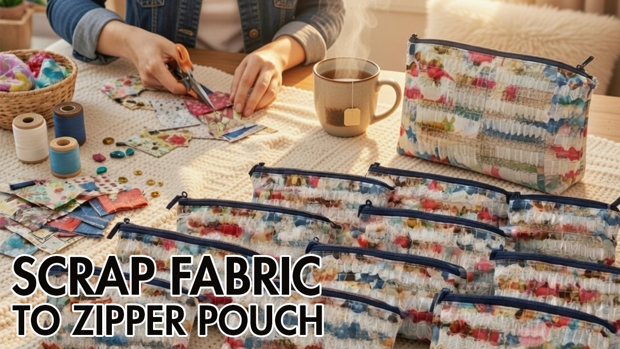 🔥💖Turn Fabric Scraps into Beautiful Patchwork Zipper Pouches Easy ♻️ - Step by Step Tutorial -DIY