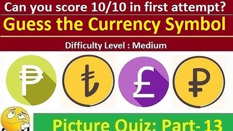 Guess the Currency Symbols : GK MCQ Picture Quiz with answers (Part-13)