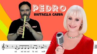 FLAUTA DULCE &quot;Pedro&quot; de Raffaella Carrà con notas musicales