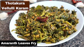 Thotakura Fry | తోటకూర వెల్లుల్లి కారం అన్నం పప్పుచారు లోకి టేస్టీగా ఇలా చేసుకోండి| Amaranthus Fry