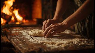 5 Hours Medieval Bakery Sounds | Cozy Fireplace, Rain &amp; Baking Ambience