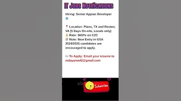 Senior Appian Developer Job in TX & VA Oct 4, 2025 1