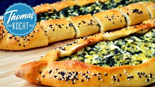 Pide mit Schafskäse und Spinat / Türkische Küche / Thomas kocht