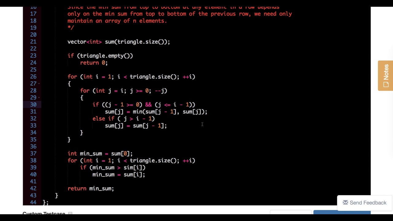 Dynamic programming: triangle least sum path from root to leaf - YouTube