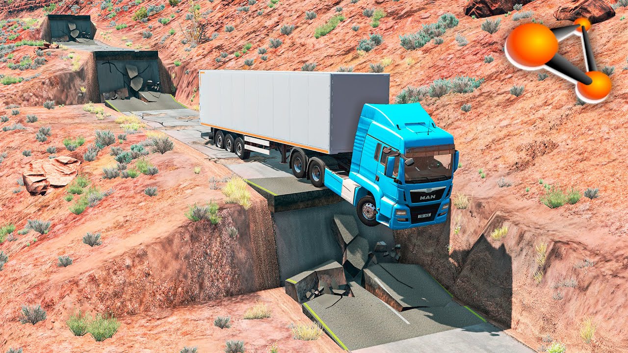 Cars Fall Road Collapse - BeamNG drive - YouTube