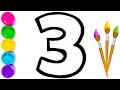 Draw the number for kids/menggambar nomor 3 untuk anak-anak/raqam rasmini chizish/рисование цифры