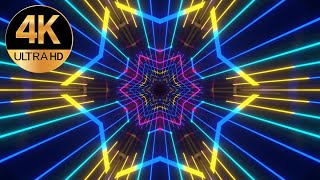 10 hour TV 4k deep trance kaleidoscope colorful Lights Neon abstract background video, no sound