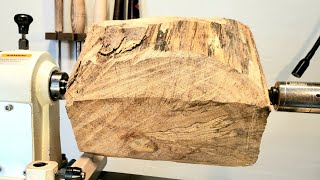 Woodturning - spalted log into a vase !! 【木工】木工旋盤で腐りかけの木から花瓶が作れる？