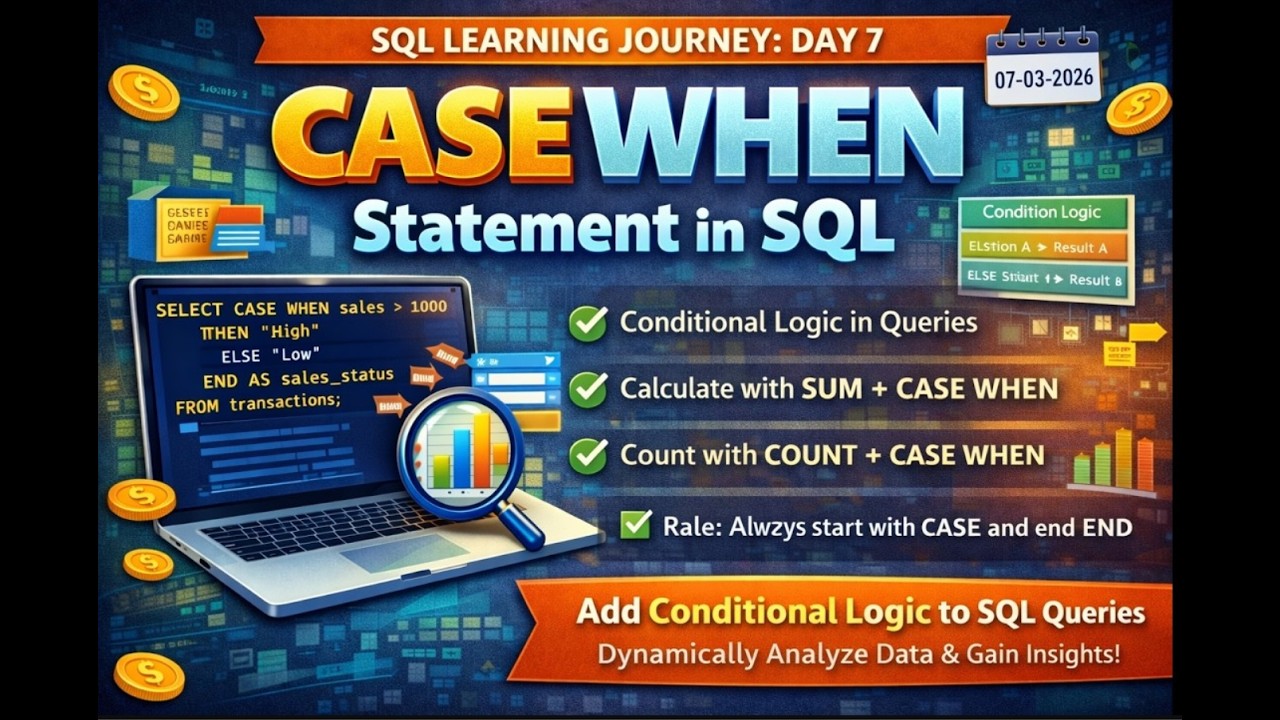 Day 7 – SQL CASE WHEN Statement (07-03-2026) 🚀 - YouTube