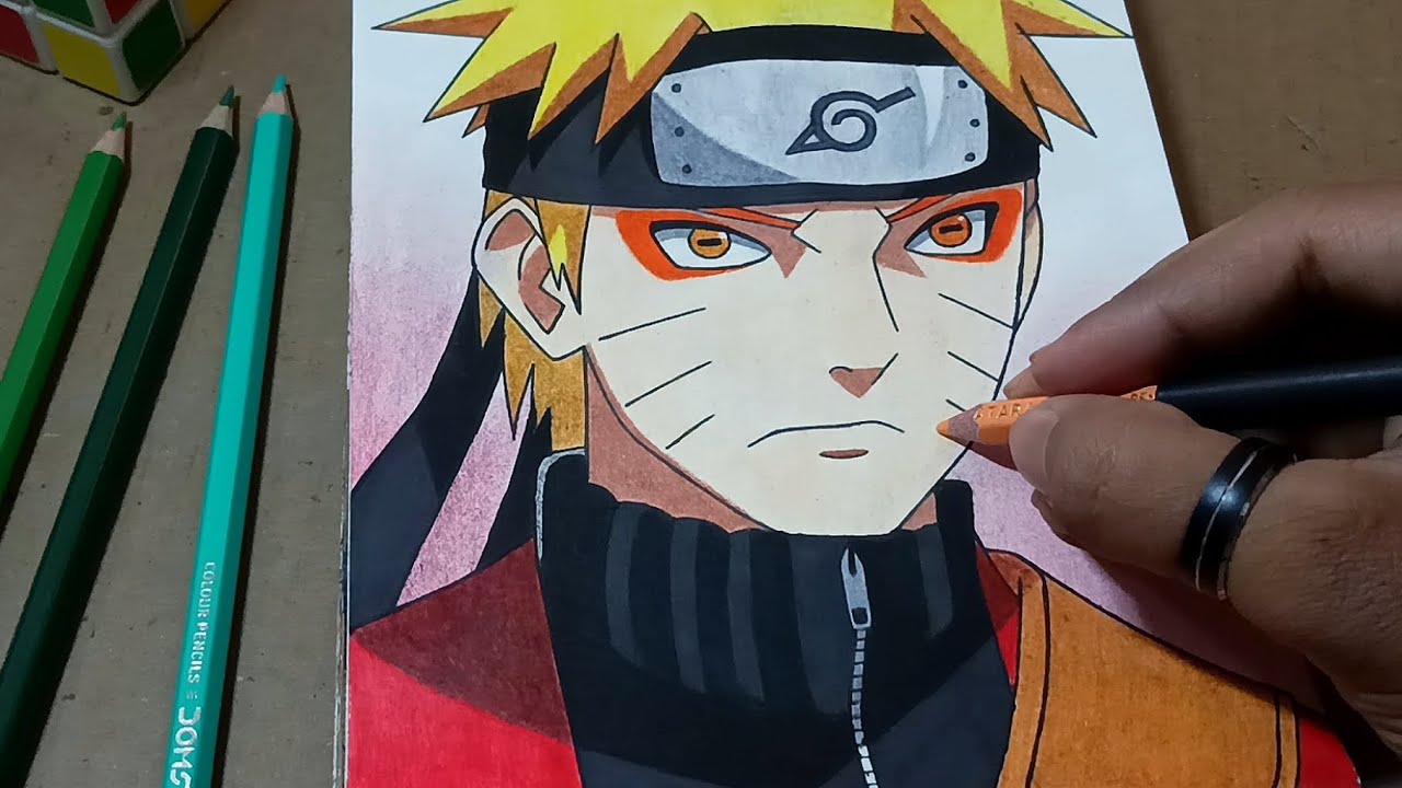 Drawing of Uzumaki Naruto (Sage mode) ✨| Naruto:shippuden| Doms pencil colors.🎨|the copy artist👨‍🎨