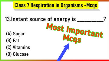 MCQ Questions for Class 7 Science Chapter 10 Respiration in Organisms with Answers