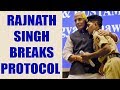 Rajnath Singh breaks protocol, hugs BSF Jawan